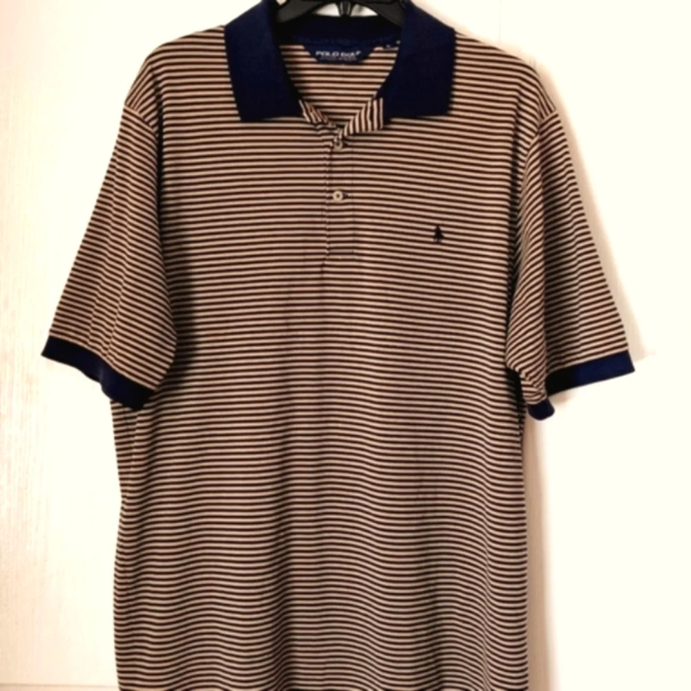 Ralph Lauren Polo Golf Pima Cotton Pique Shirt. Size Large. Khaki/Navy